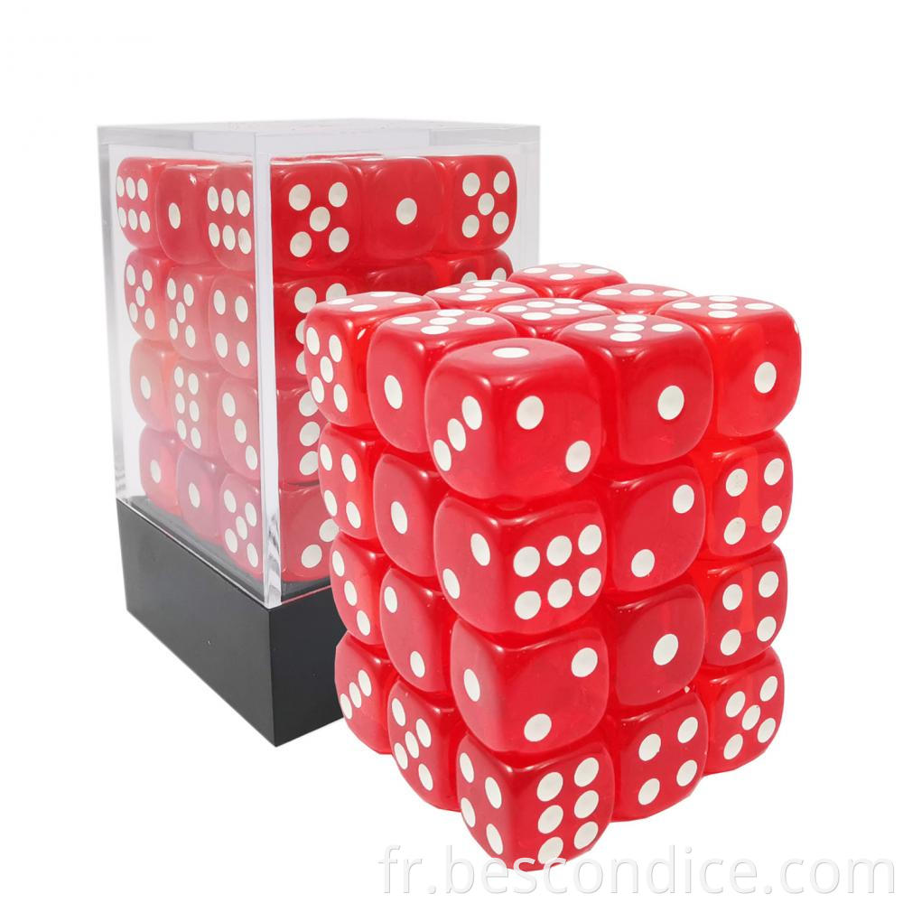 Pipped 12mm Small Card Game Dice Translucent Red 1